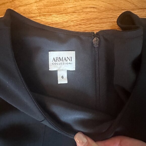 Armani Short Sleeve, Black, Wool, Sheath Midi Dress, size 6 - Picture 8 of 12